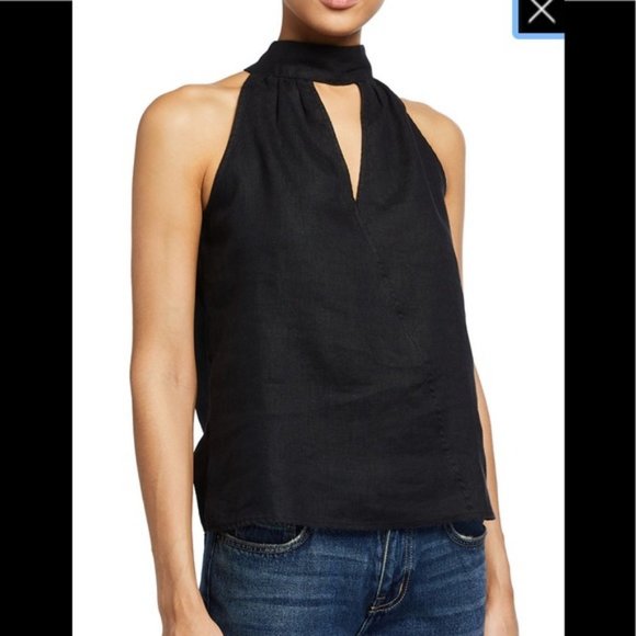 Brand New! Neiman Marcus Black Linen Halter Top - Picture 1 of 6